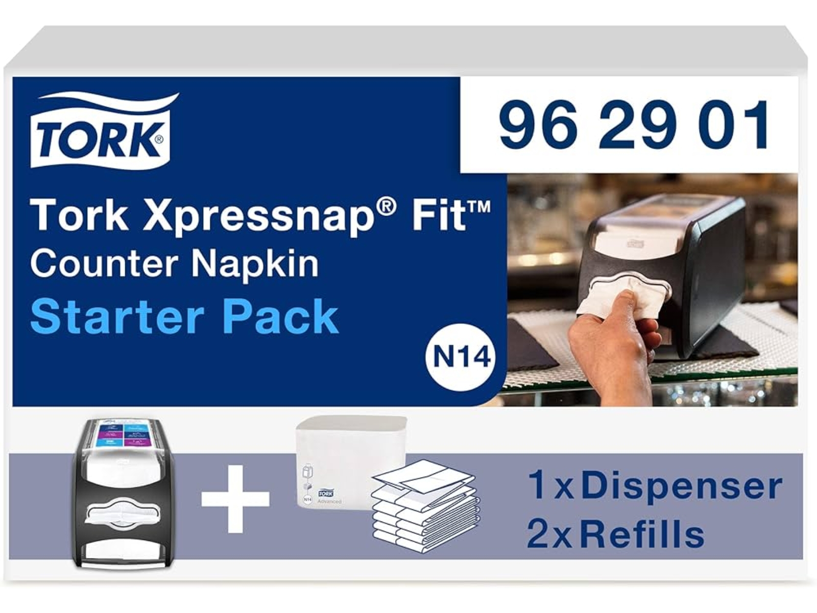 N14 Starter Pack Tork Dozownik + 2 bindy serwetek 962901